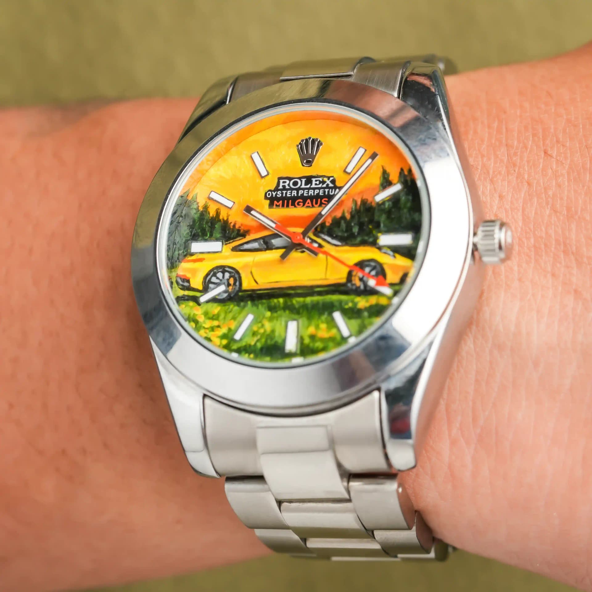 Rolex custom watch dial with Porsche design