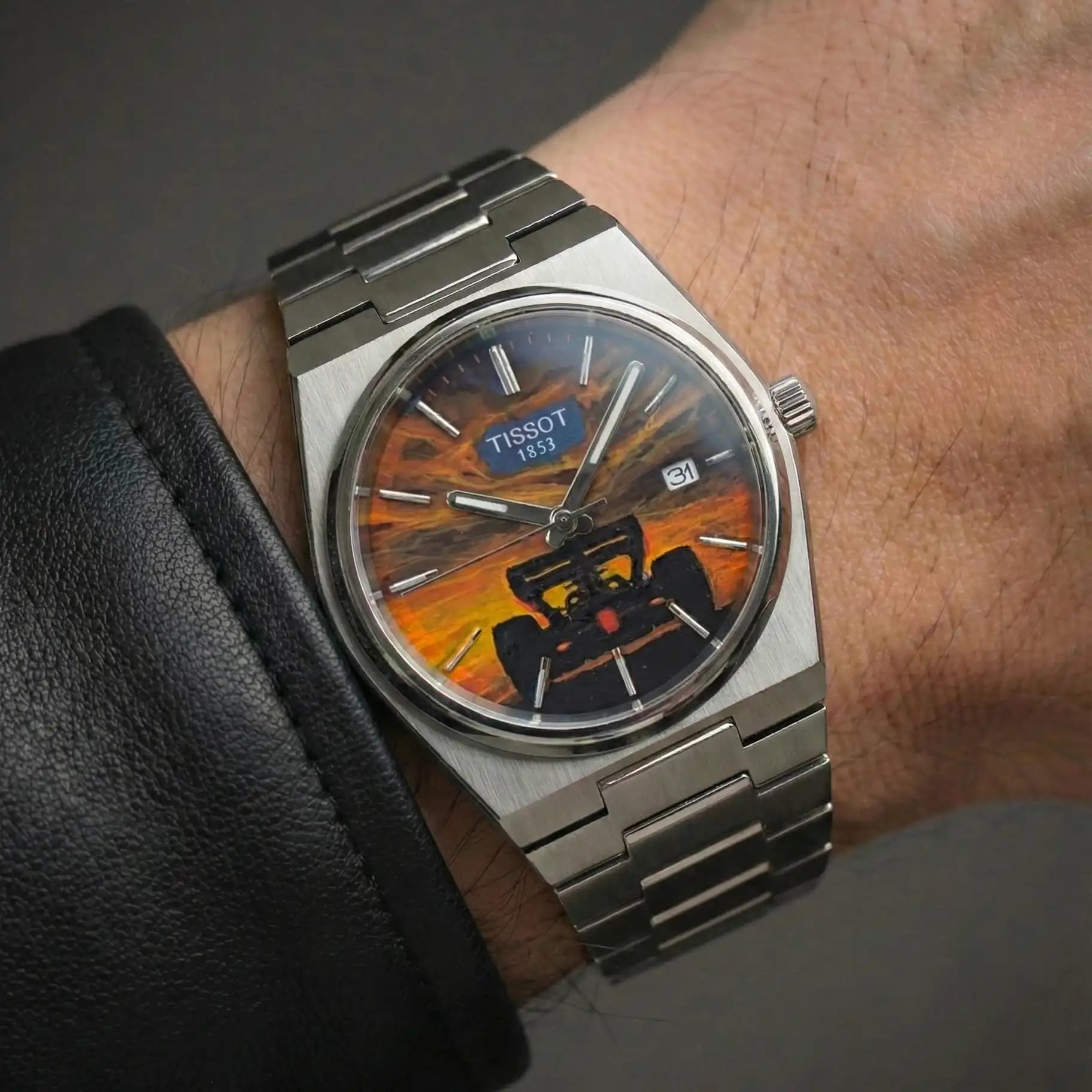 TDS custom watch dial with sunset lap design for F1 fans